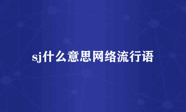 sj什么意思网络流行语
