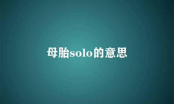 母胎solo的意思