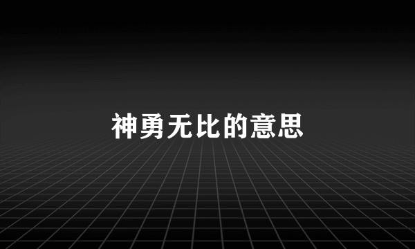 神勇无比的意思