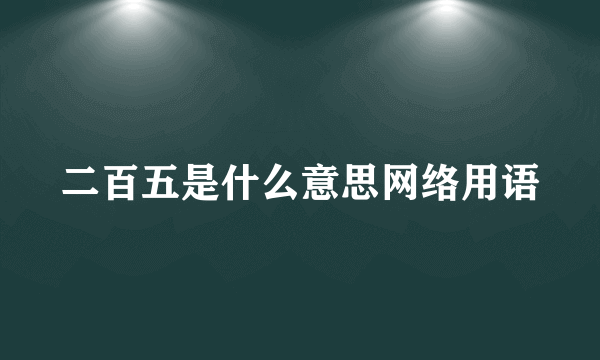 二百五是什么意思网络用语