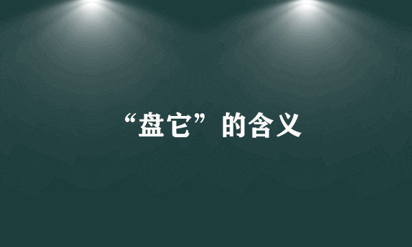 “盘它”的含义
