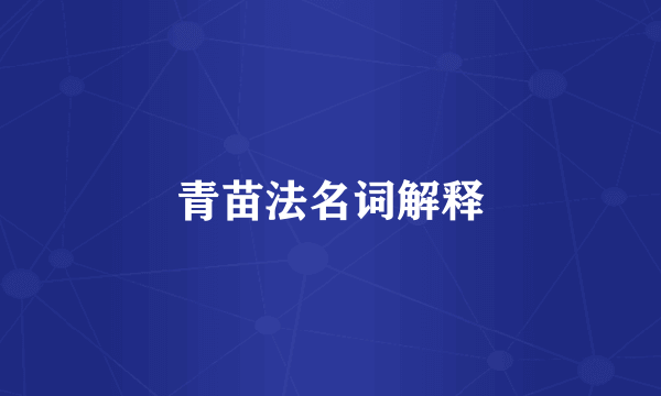 青苗法名词解释