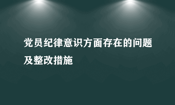 党员纪律意识方面存在的问题及整改措施