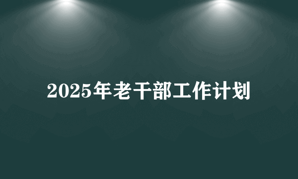 2025年老干部工作计划