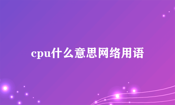 cpu什么意思网络用语