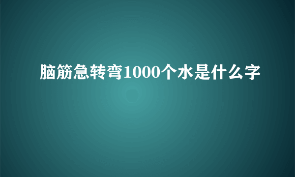 脑筋急转弯1000个水是什么字