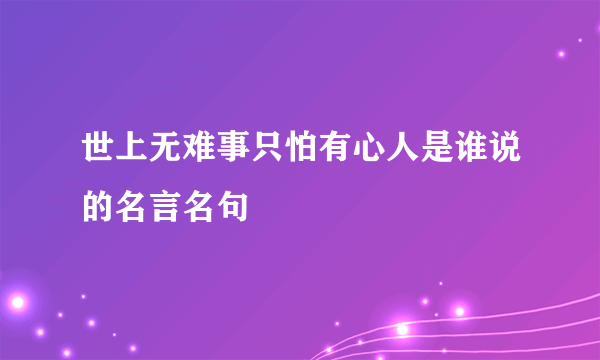 世上无难事只怕有心人是谁说的名言名句