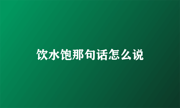 饮水饱那句话怎么说