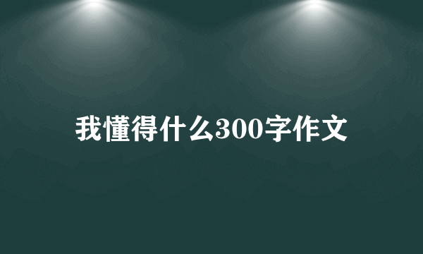 我懂得什么300字作文