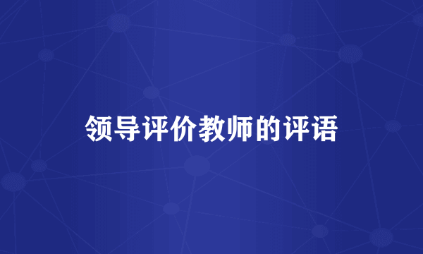 领导评价教师的评语