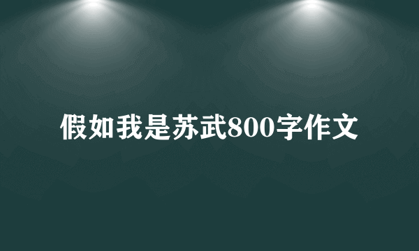 假如我是苏武800字作文