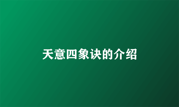 天意四象诀的介绍