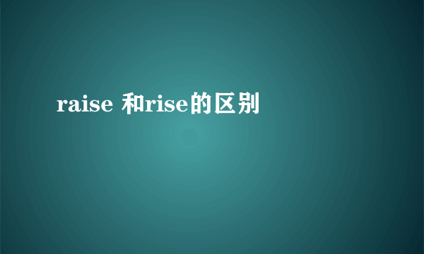 raise 和rise的区别