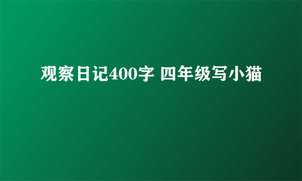 观察日记400字 四年级写小猫