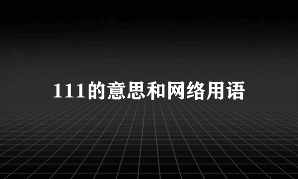 111的意思和网络用语