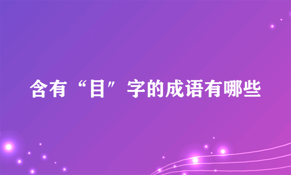 含有“目″字的成语有哪些