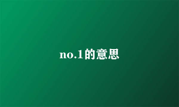 no.1的意思