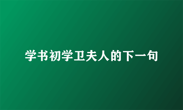 学书初学卫夫人的下一句