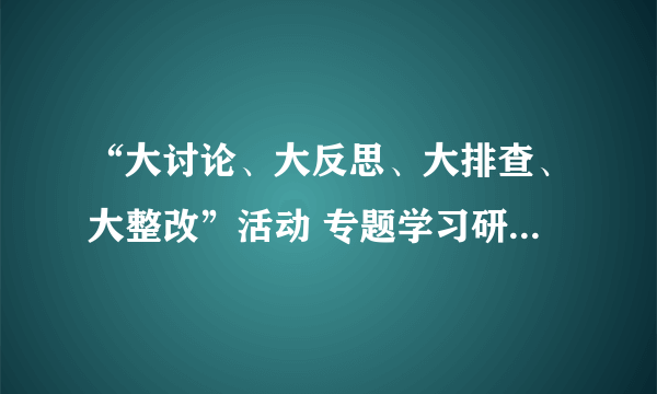 “大讨论、大反思、大排查、大整改”活动 专题学习研讨心得体会