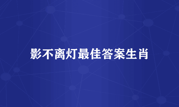 影不离灯最佳答案生肖