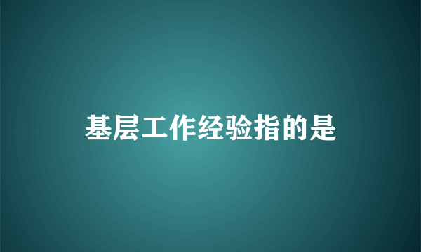 基层工作经验指的是
