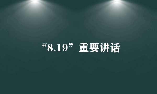 “8.19”重要讲话
