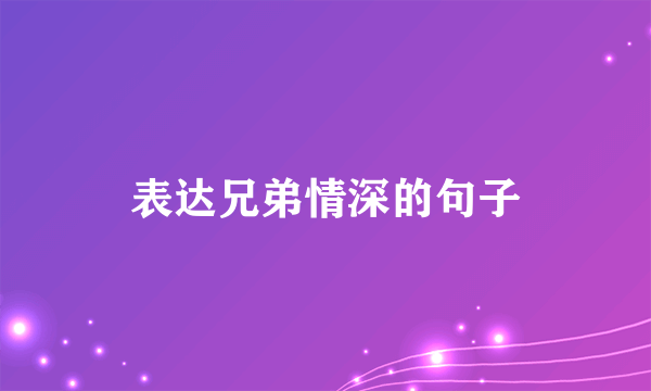 表达兄弟情深的句子