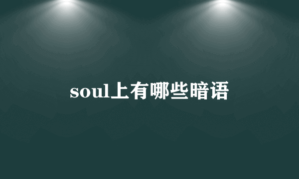 soul上有哪些暗语