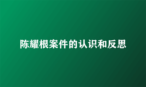 陈耀根案件的认识和反思