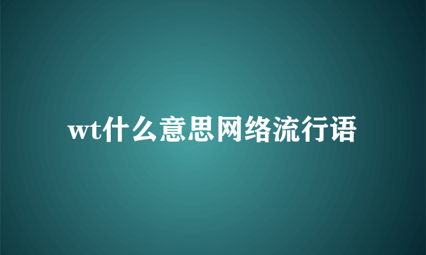 wt什么意思网络流行语