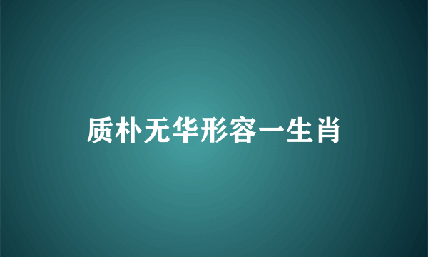 质朴无华形容一生肖