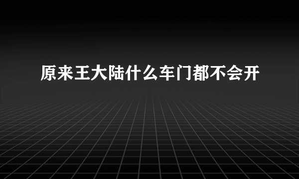 原来王大陆什么车门都不会开