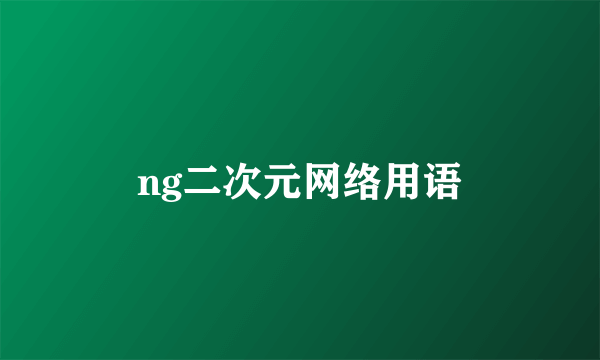 ng二次元网络用语