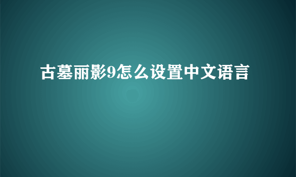 古墓丽影9怎么设置中文语言