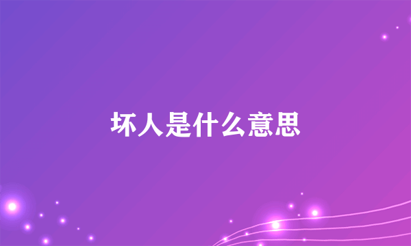 坏人是什么意思