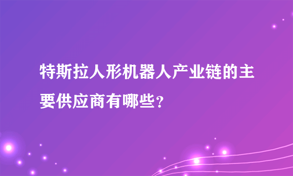 特斯拉人形机器人产业链的主要供应商有哪些？