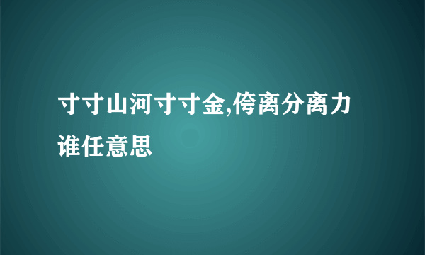 寸寸山河寸寸金,侉离分离力谁任意思
