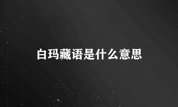 白玛藏语是什么意思