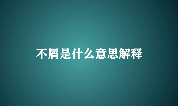 不屑是什么意思解释