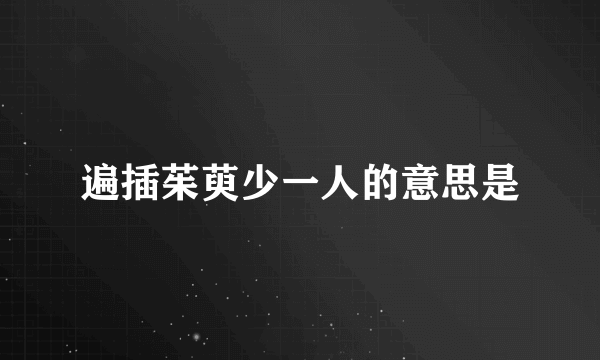 遍插茱萸少一人的意思是