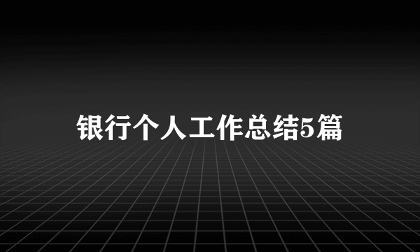 银行个人工作总结5篇