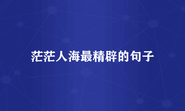 茫茫人海最精辟的句子