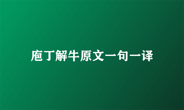 庖丁解牛原文一句一译