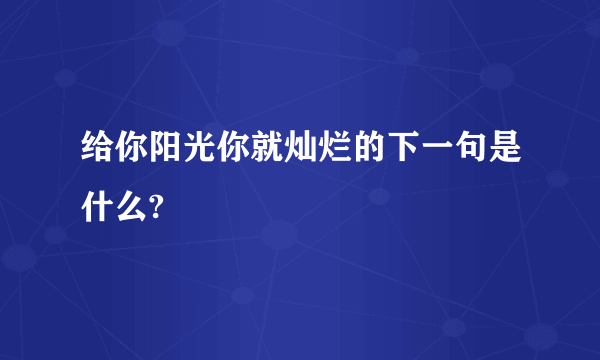 给你阳光你就灿烂的下一句是什么?