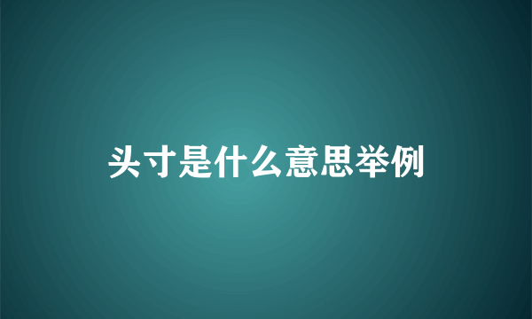头寸是什么意思举例