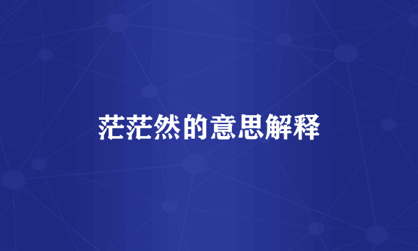 茫茫然的意思解释