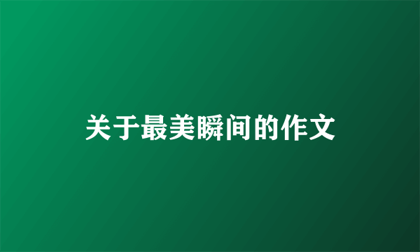 关于最美瞬间的作文