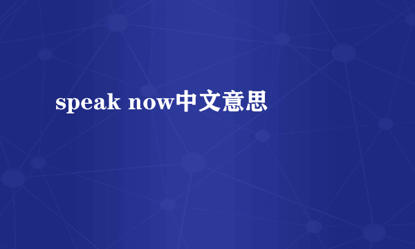 speak now中文意思