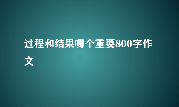 过程和结果哪个重要800字作文