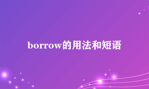 borrow的用法和短语